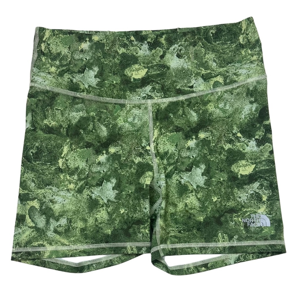 The North Face Dune Sky Biker Shorts Camo Green Womens Large